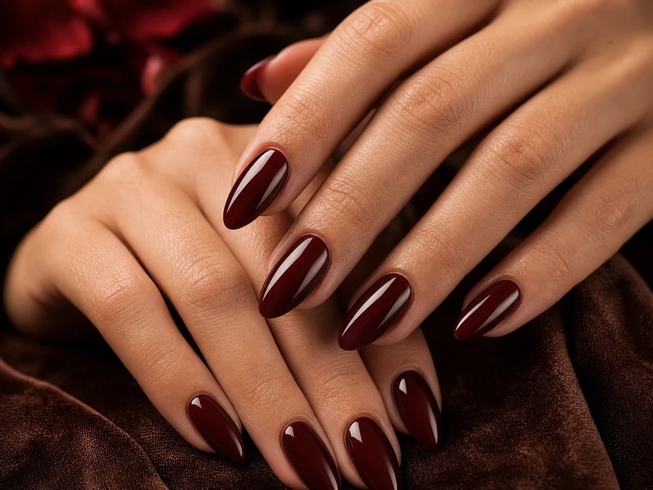 Uñas cherry mocha