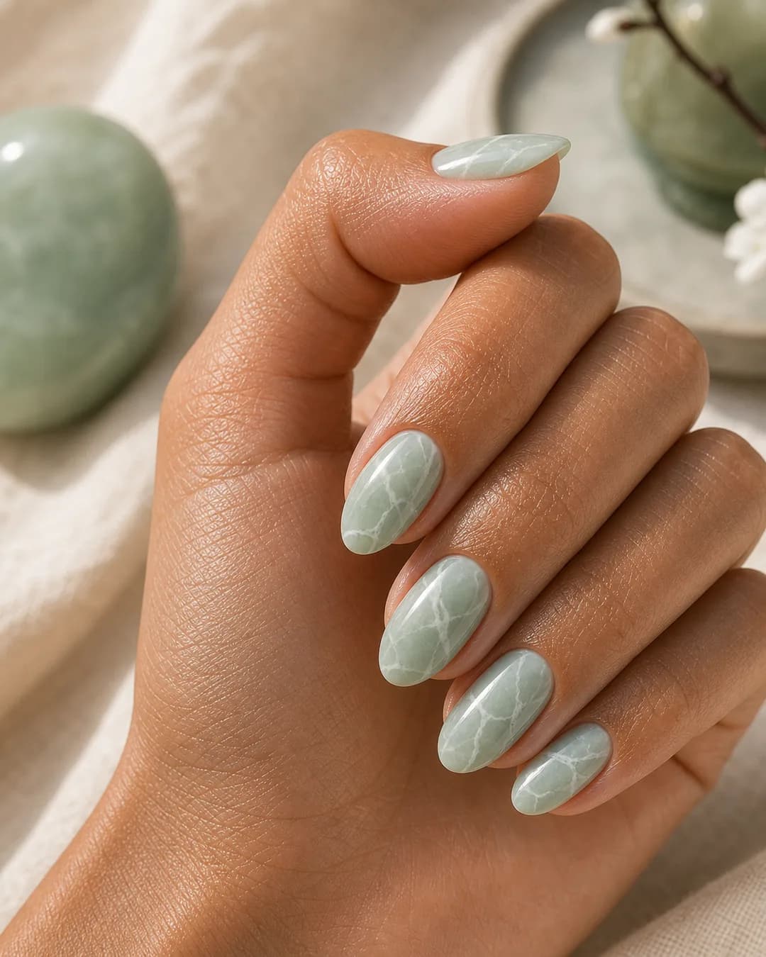 Uñas mármol jade