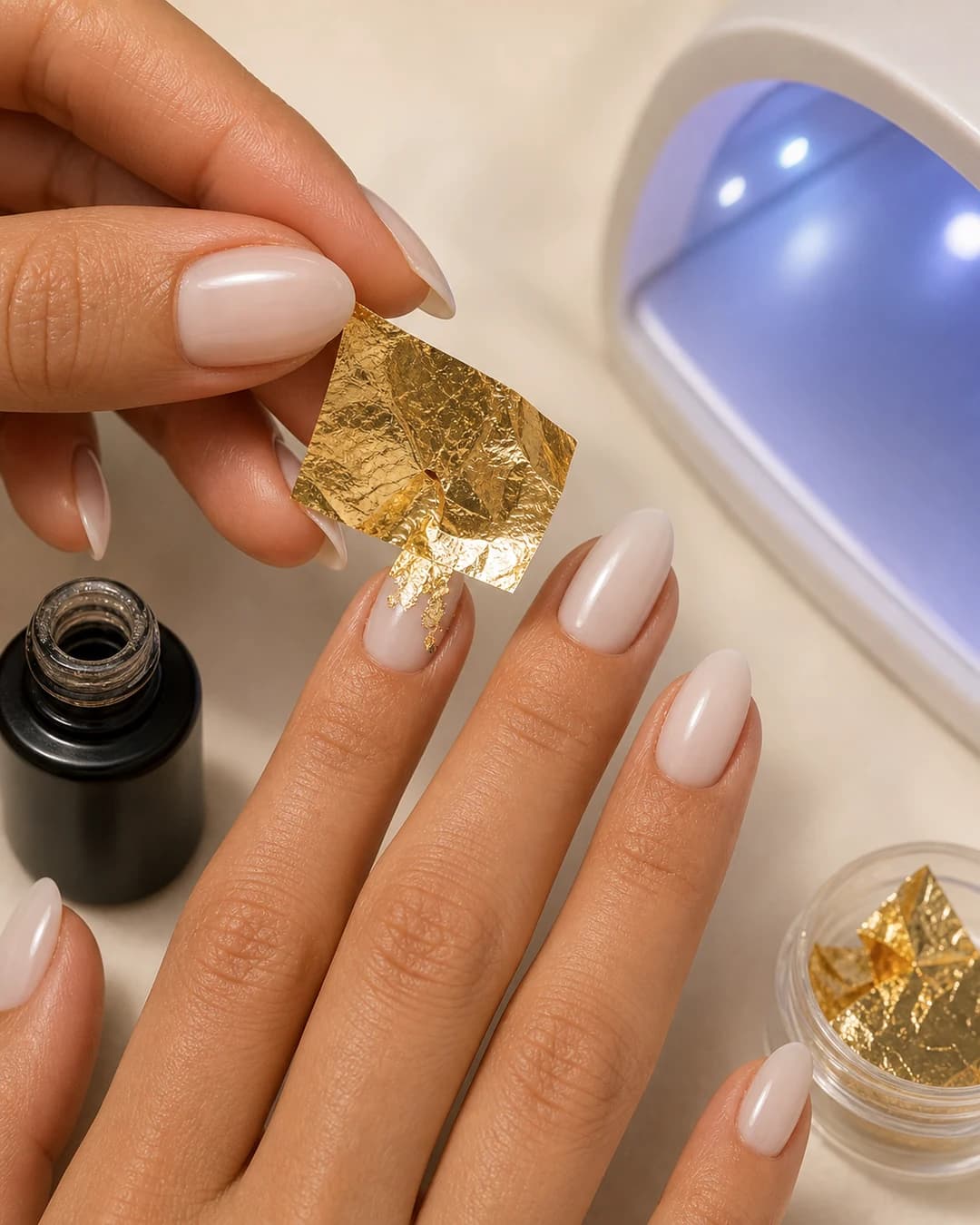 Cómo aplicar foil dorado en uñas