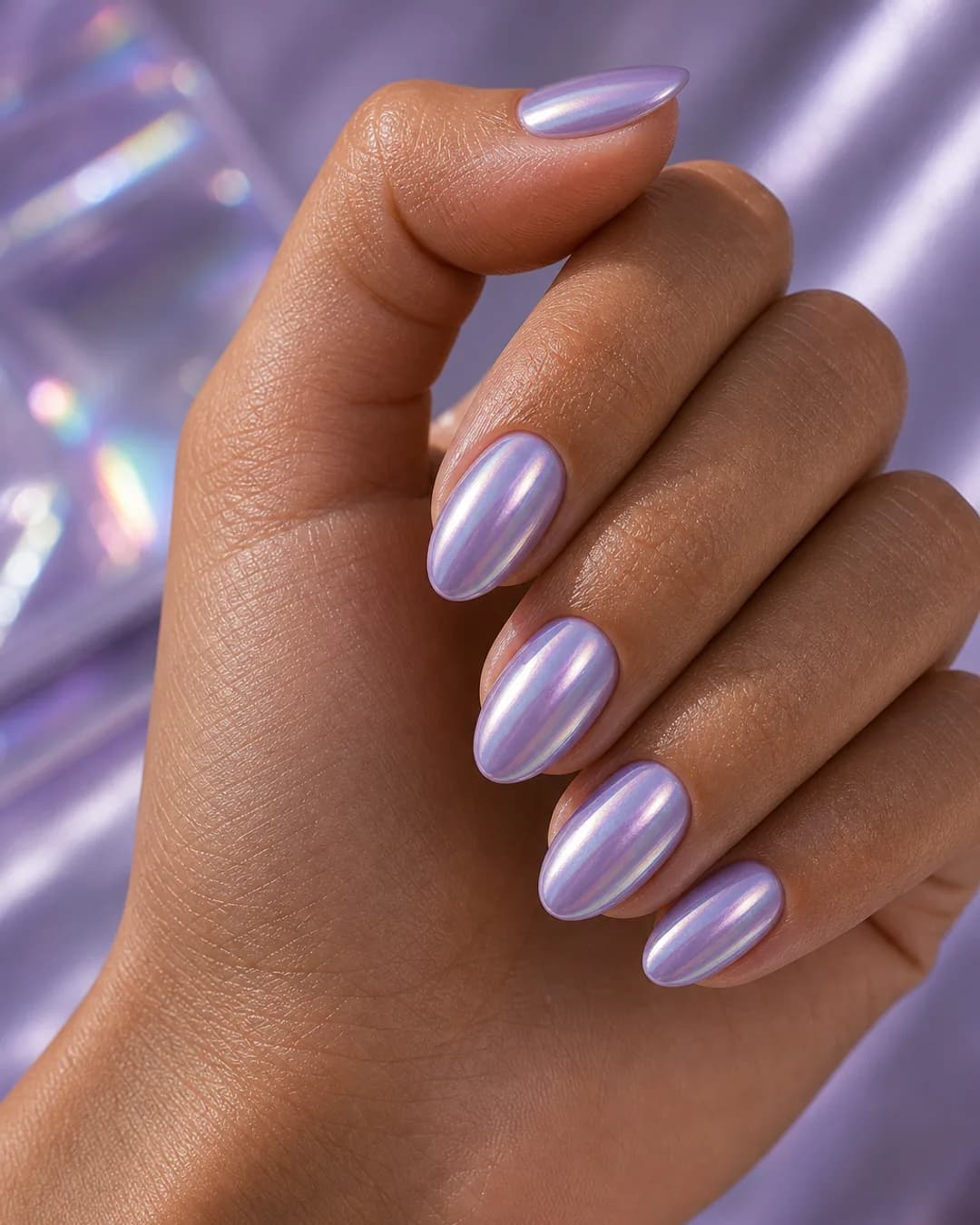 Uñas cromo lavanda