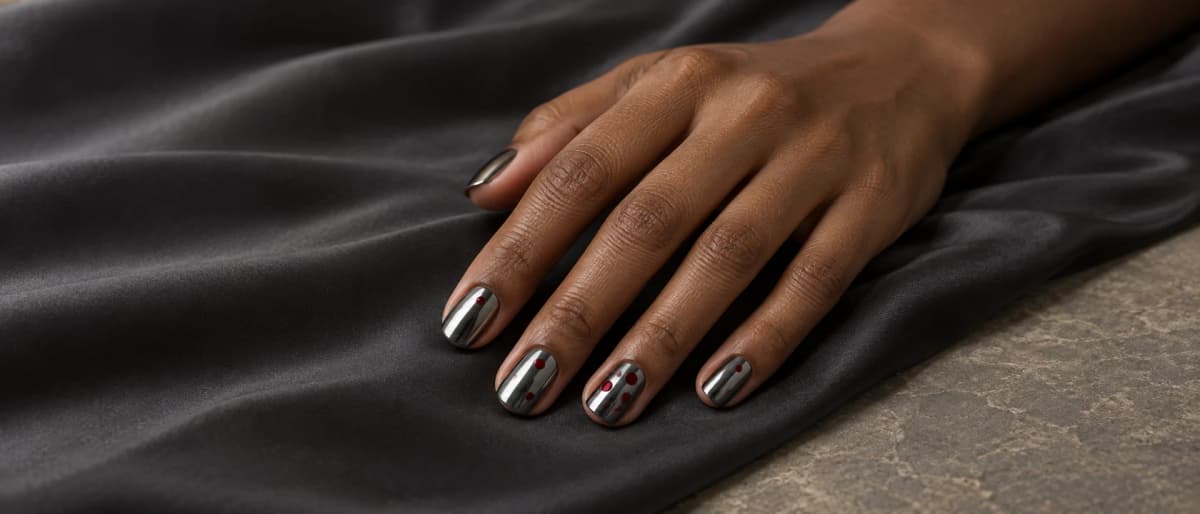 Uñas cromo con lunares
