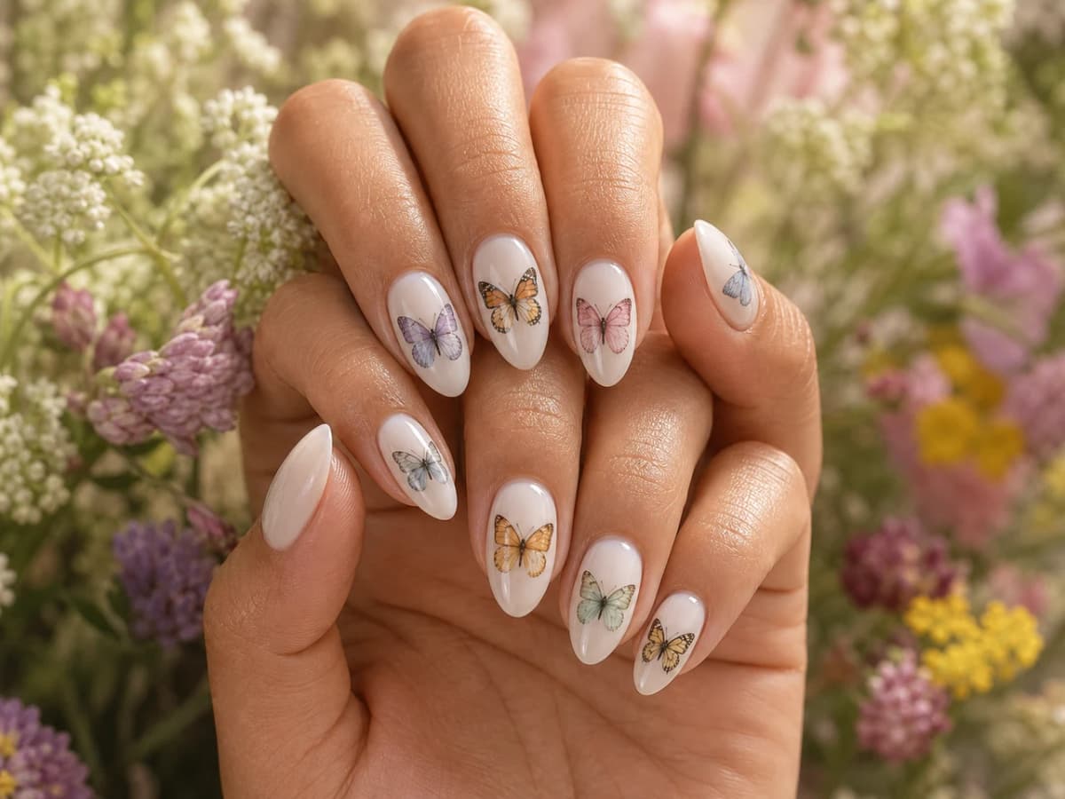 Uñas con mariposas
