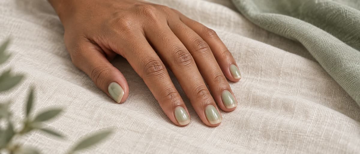 Uñas matcha translúcidas