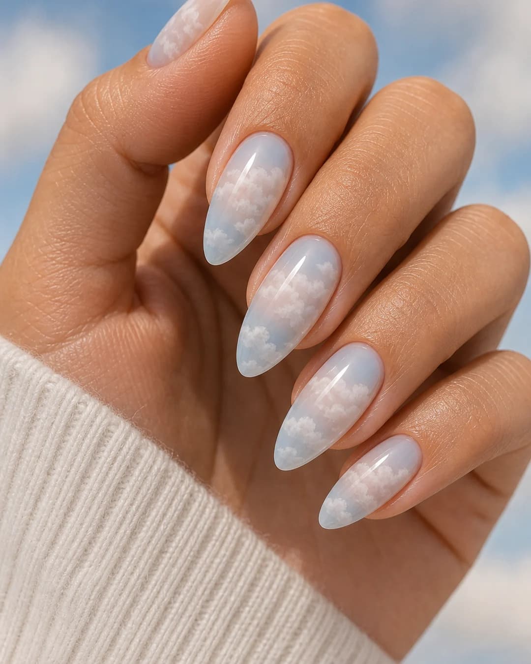 Uñas efecto nube blanco lechoso degradado airbrush tendencia 2026