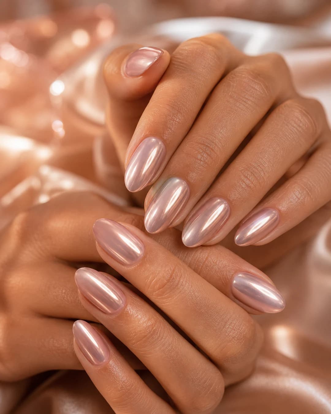 Uñas glazed donut rose gold iridiscente coquette