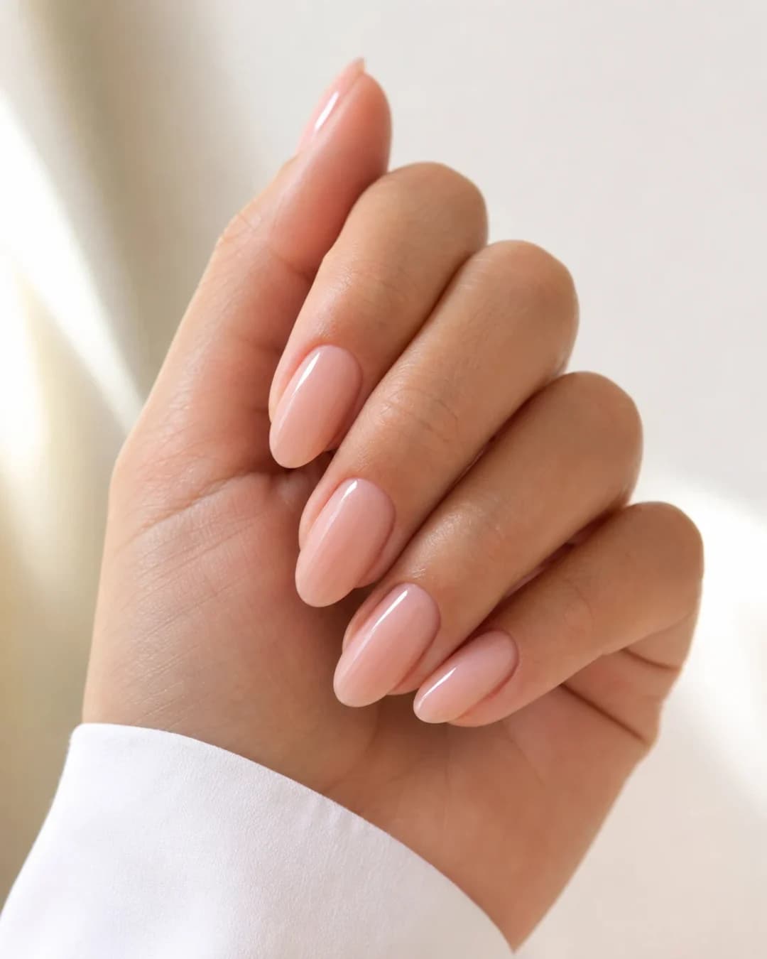 Uñas medias en nude cremoso elegante para uso diario
