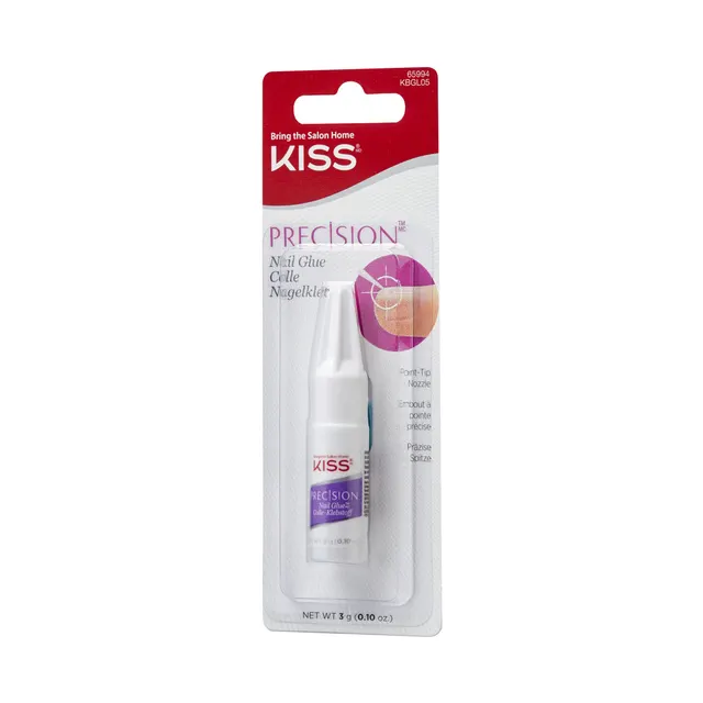 Pegamento para uñas postizas KISS en jeringa dosificadora, transparente