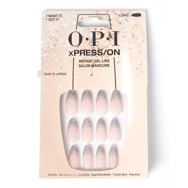 Uñas postizas OPI xPRESS/ON I Want It, I Got It almendradas largas (30 uñas, con pegamento)